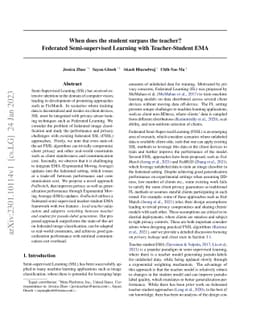 When does the student surpass the teacher? Federated Semi-supervised
  Learning with Teacher-Student EMA