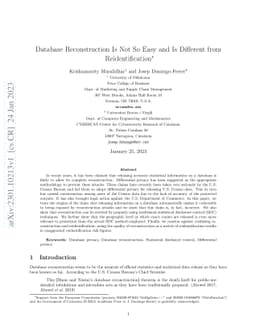 Database Reconstruction Is Not So Easy and Is Different from
  Reidentification