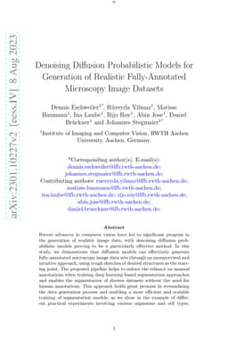 Denoising Diffusion Probabilistic Models for Generation of Realistic
  Fully-Annotated Microscopy Image Data Sets