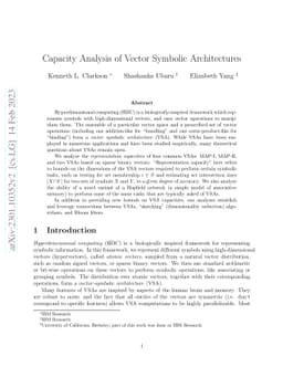 Capacity Analysis of Vector Symbolic Architectures