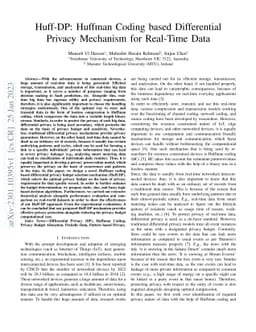 Huff-DP: Huffman Coding based Differential Privacy Mechanism for
  Real-Time Data