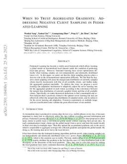When to Trust Aggregated Gradients: Addressing Negative Client Sampling
  in Federated Learning