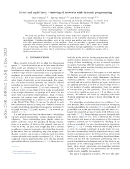 Exact and rapid linear clustering of networks with dynamic programming
