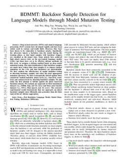 BDMMT: Backdoor Sample Detection for Language Models through Model
  Mutation Testing