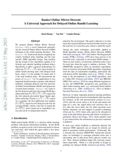 Banker Online Mirror Descent: A Universal Approach for Delayed Online
  Bandit Learning