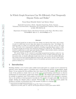 In Which Graph Structures Can We Efficiently Find Temporally Disjoint
  Paths and Walks?