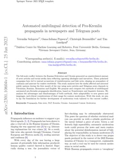 Automated multilingual detection of Pro-Kremlin propaganda in newspapers
  and Telegram posts