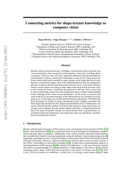 Connecting metrics for shape-texture knowledge in computer vision