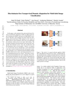 Discriminator-free Unsupervised Domain Adaptation for Multi-label Image
  Classification
