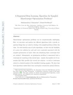A Sequential Deep Learning Algorithm for Sampled Mixed-integer
  Optimisation Problems