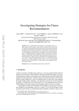 Investigating Strategies for Clause Recommendation