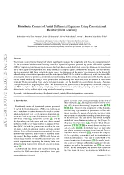 Distributed Control of Partial Differential Equations Using
  Convolutional Reinforcement Learning
