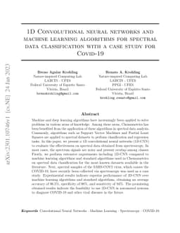 1D Convolutional neural networks and machine learning algorithms for
  spectral data classification with a case study for Covid-19