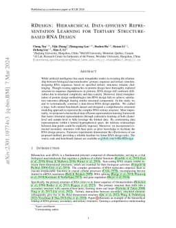 RDesign: Hierarchical Data-efficient Representation Learning for
  Tertiary Structure-based RNA Design