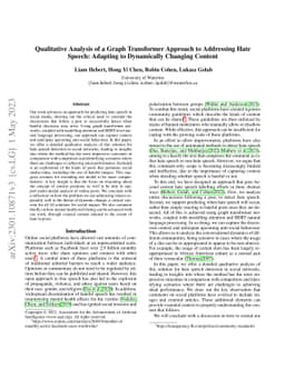 Qualitative Analysis of a Graph Transformer Approach to Addressing Hate
  Speech: Adapting to Dynamically Changing Content