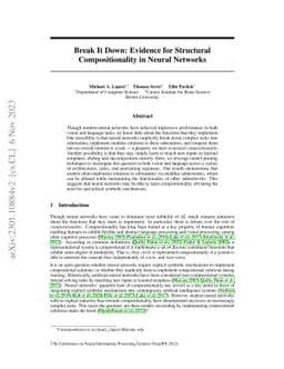 Break It Down: Evidence for Structural Compositionality in Neural
  Networks