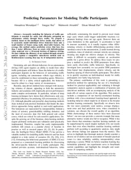 Predicting Parameters for Modeling Traffic Participants