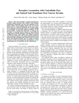 Perceptive Locomotion with Controllable Pace and Natural Gait
  Transitions Over Uneven Terrains