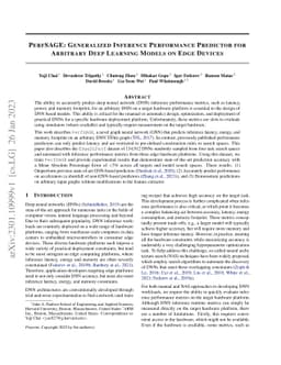 PerfSAGE: Generalized Inference Performance Predictor for Arbitrary Deep
  Learning Models on Edge Devices
