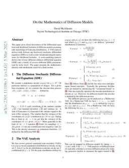 On the Mathematics of Diffusion Models