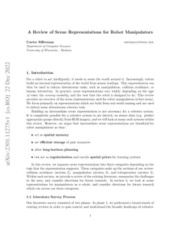 A Review of Scene Representations for Robot Manipulators