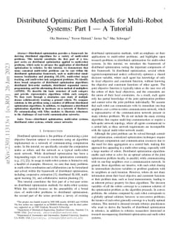 Distributed Optimization Methods for Multi-Robot Systems: Part I -- A
  Tutorial