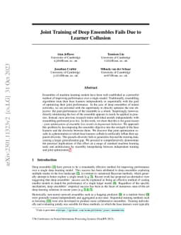 Joint Training of Deep Ensembles Fails Due to Learner Collusion