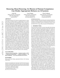 Knowing About Knowing: An Illusion of Human Competence Can Hinder
  Appropriate Reliance on AI Systems