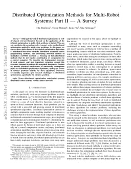 Distributed Optimization Methods for Multi-Robot Systems: Part II -- A
  Survey