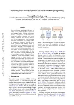 Improving Cross-modal Alignment for Text-Guided Image Inpainting
