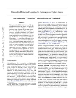 Personalised Federated Learning On Heterogeneous Feature Spaces