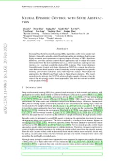 Neural Episodic Control with State Abstraction