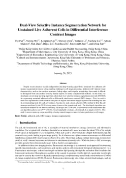 Dual-View Selective Instance Segmentation Network for Unstained Live
  Adherent Cells in Differential Interference Contrast Images