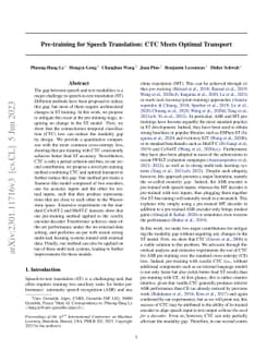 Pre-training for Speech Translation: CTC Meets Optimal Transport