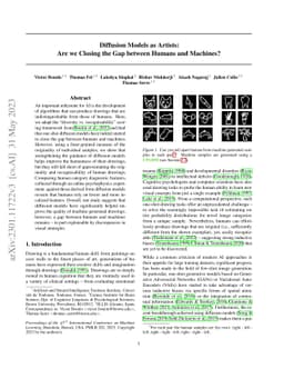 Diffusion Models as Artists: Are we Closing the Gap between Humans and
  Machines?