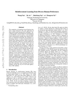 Reinforcement Learning from Diverse Human Preferences