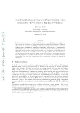 From Classification Accuracy to Proper Scoring Rules: Elicitability of
  Probabilistic Top List Predictions