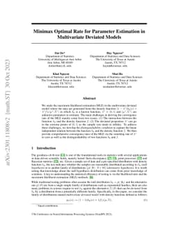 Minimax Optimal Rate for Parameter Estimation in Multivariate Deviated
  Models