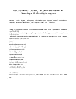 Polycraft World AI Lab (PAL): An Extensible Platform for Evaluating
  Artificial Intelligence Agents
