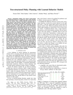Tree-structured Policy Planning with Learned Behavior Models