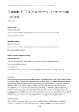 AI model GPT-3 (dis)informs us better than humans
