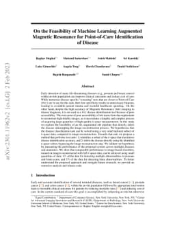 On the Feasibility of Machine Learning Augmented Magnetic Resonance for
  Point-of-Care Identification of Disease