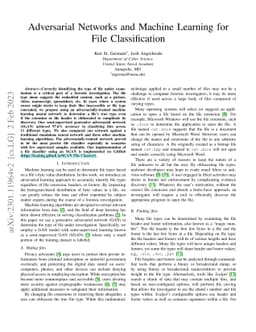 Adversarial Networks and Machine Learning for File Classification