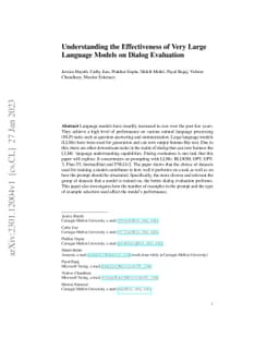 Understanding the Effectiveness of Very Large Language Models on Dialog
  Evaluation