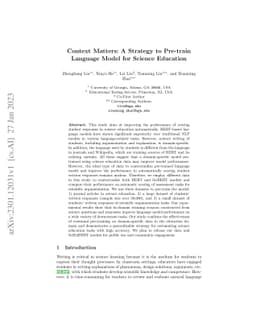 Context Matters: A Strategy to Pre-train Language Model for Science
  Education