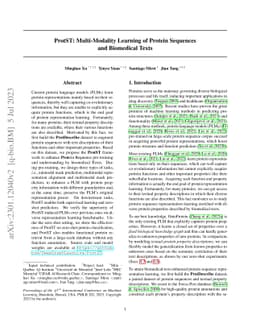 ProtST: Multi-Modality Learning of Protein Sequences and Biomedical
  Texts