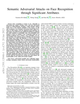 Semantic Adversarial Attacks on Face Recognition through Significant
  Attributes