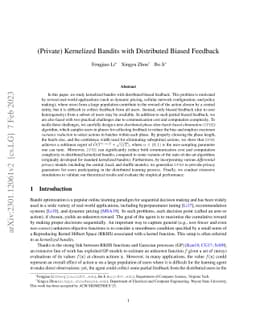 (Private) Kernelized Bandits with Distributed Biased Feedback