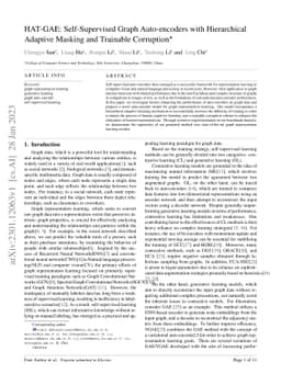 HAT-GAE: Self-Supervised Graph Auto-encoders with Hierarchical Adaptive
  Masking and Trainable Corruption