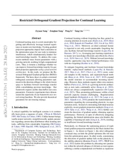 Restricted Orthogonal Gradient Projection for Continual Learning